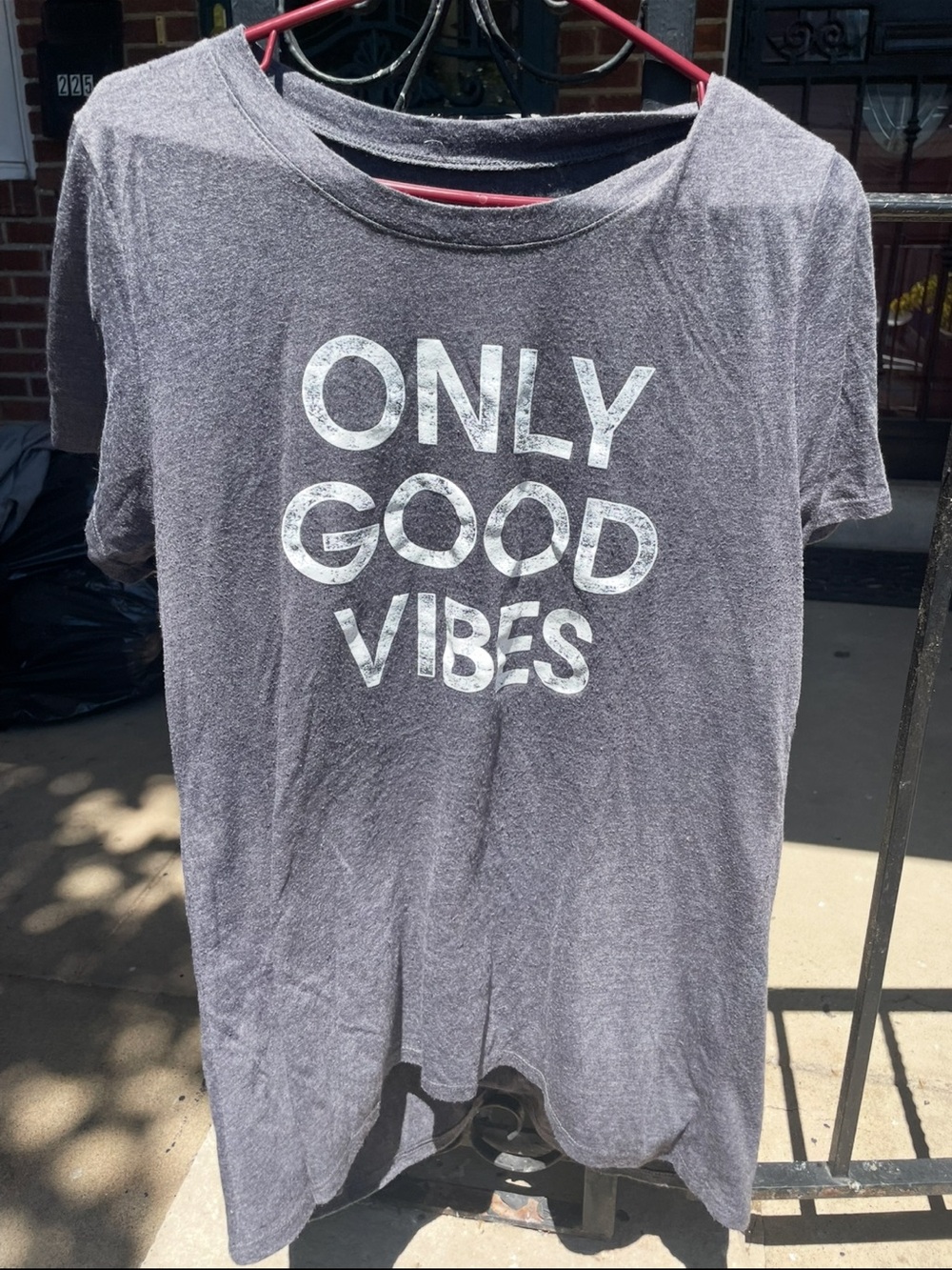 Only Good Vibes Crew Neck T‑Shirt - Charcoal